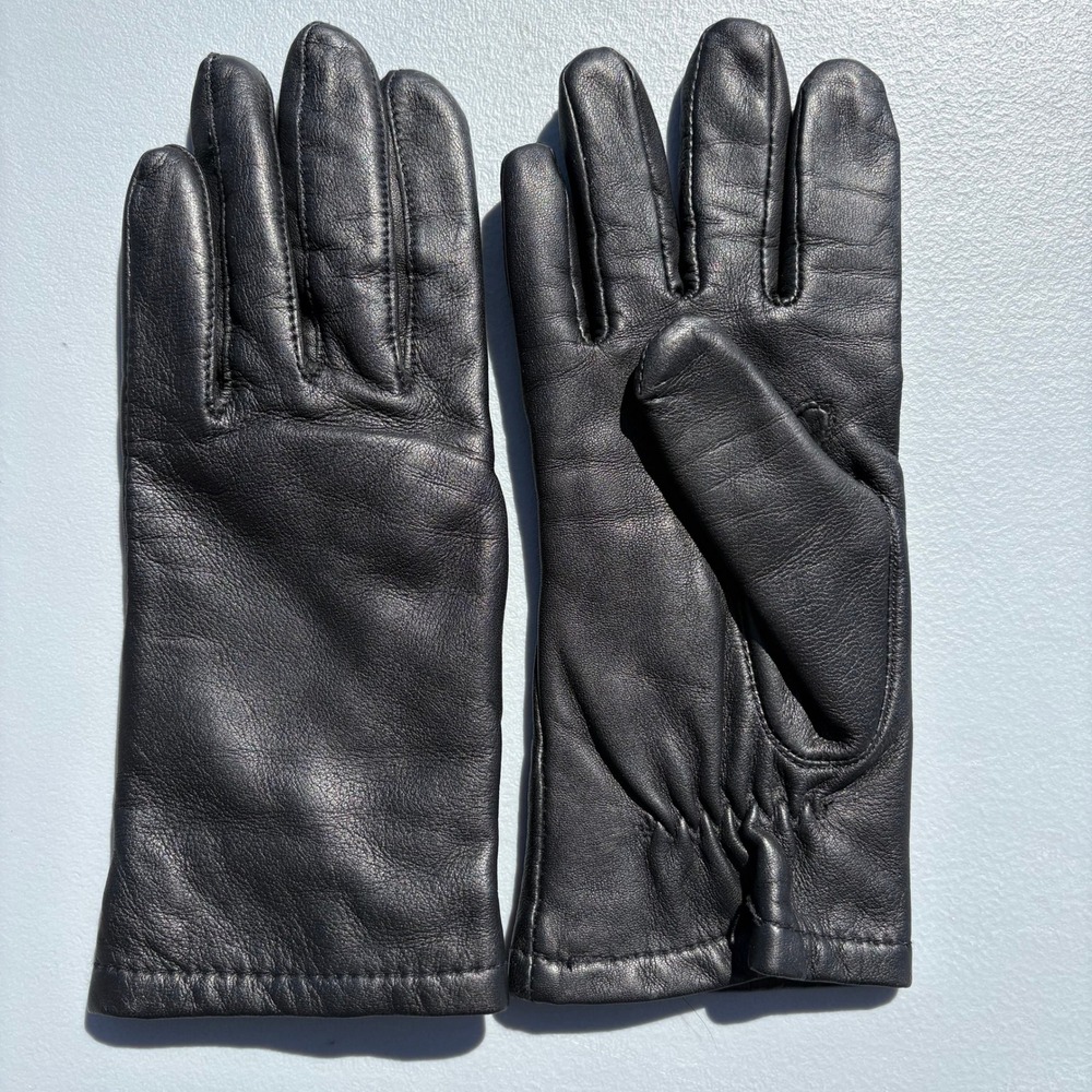Preston & York Womens Black Leather Gloves Small Soft‎ Lined Winter Classic